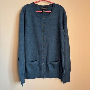 Banana Republic Extra Fine Merino Women's Long Sleeve Button Up Cardigan Teal XS